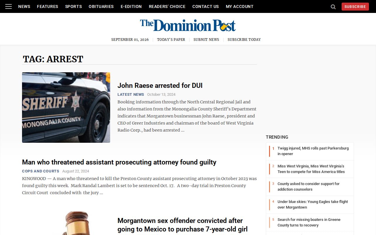 The Dominion Post Monongalia-area arrest news tag
