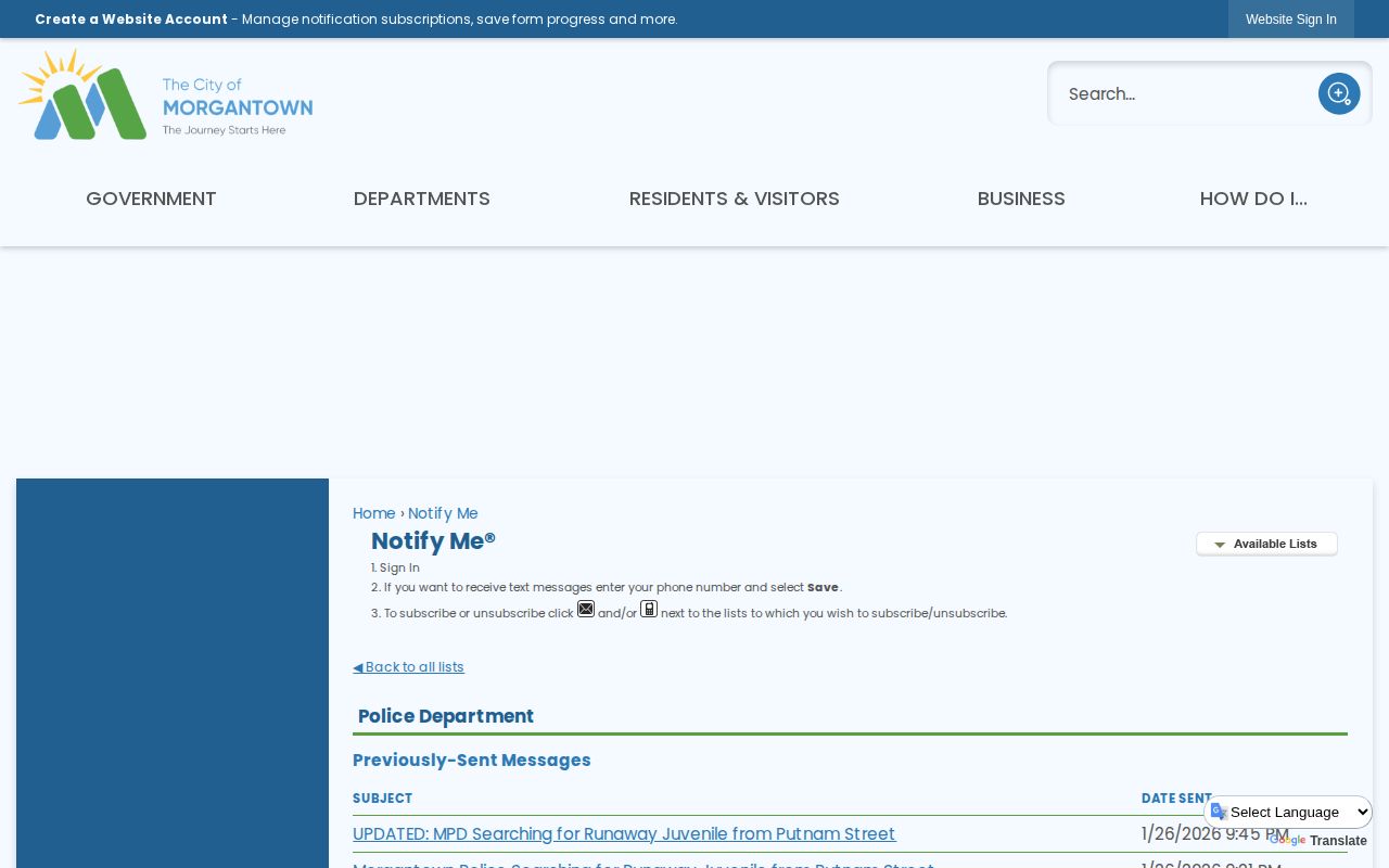 Morgantown Police selected news archive for city arrest-record access