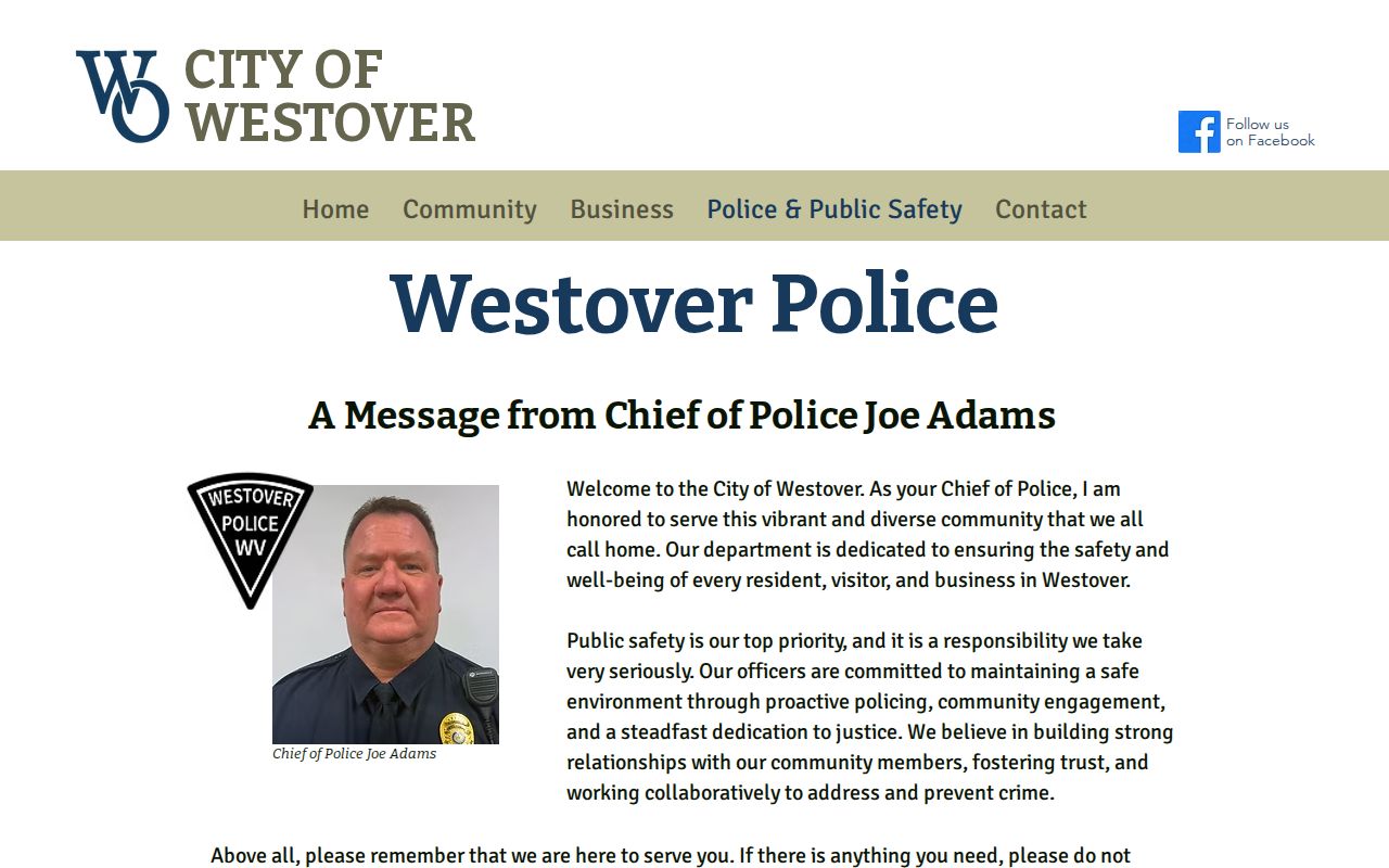 Westover public safety agency contact for city arrest-record requests