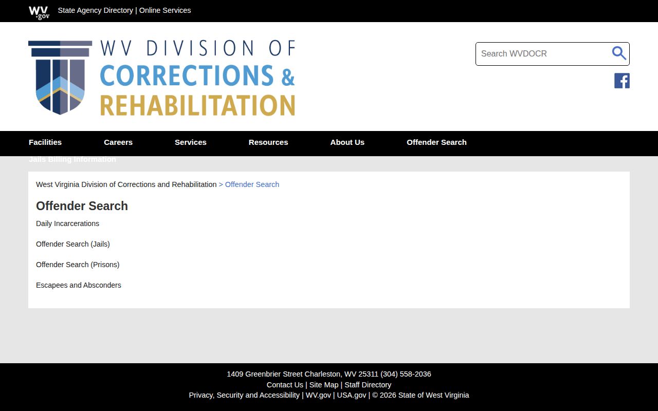 Monongalia County regional custody record search on WVDCR